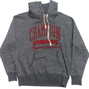 Champion Mens L Long Sleeve Slipover Embroidered Gray Hoodie Sweatshirt EUC